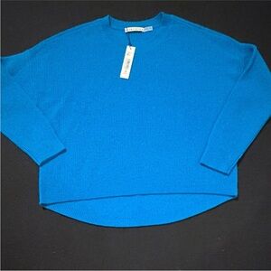 Alice+Olivia Caprice Crewneck Cashmere Pullover Sweater Turkish Blue Size S NWT